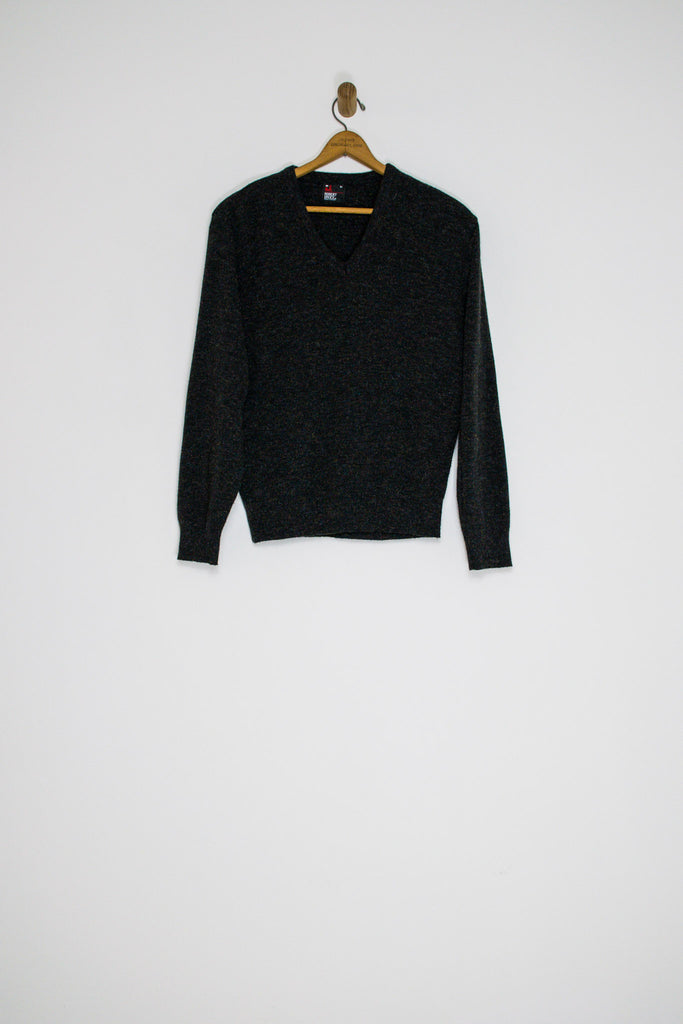 70’s CHARCOAL KNIT PULLOVER / MEDIUM