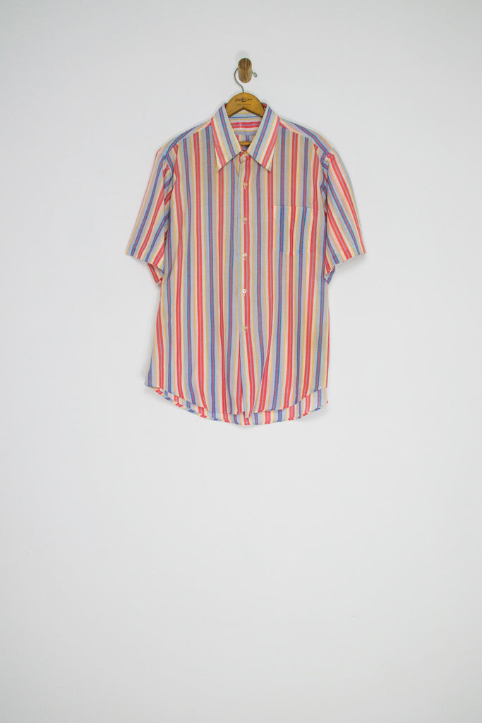 70's CANDY STRIPED BUTTON UP / LARGE