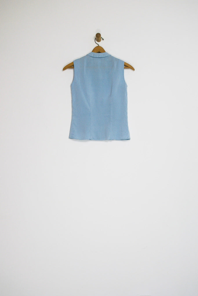 50’s POWDER BLUE BLOUSE WITH COLLAR / EXTRA SMALL
