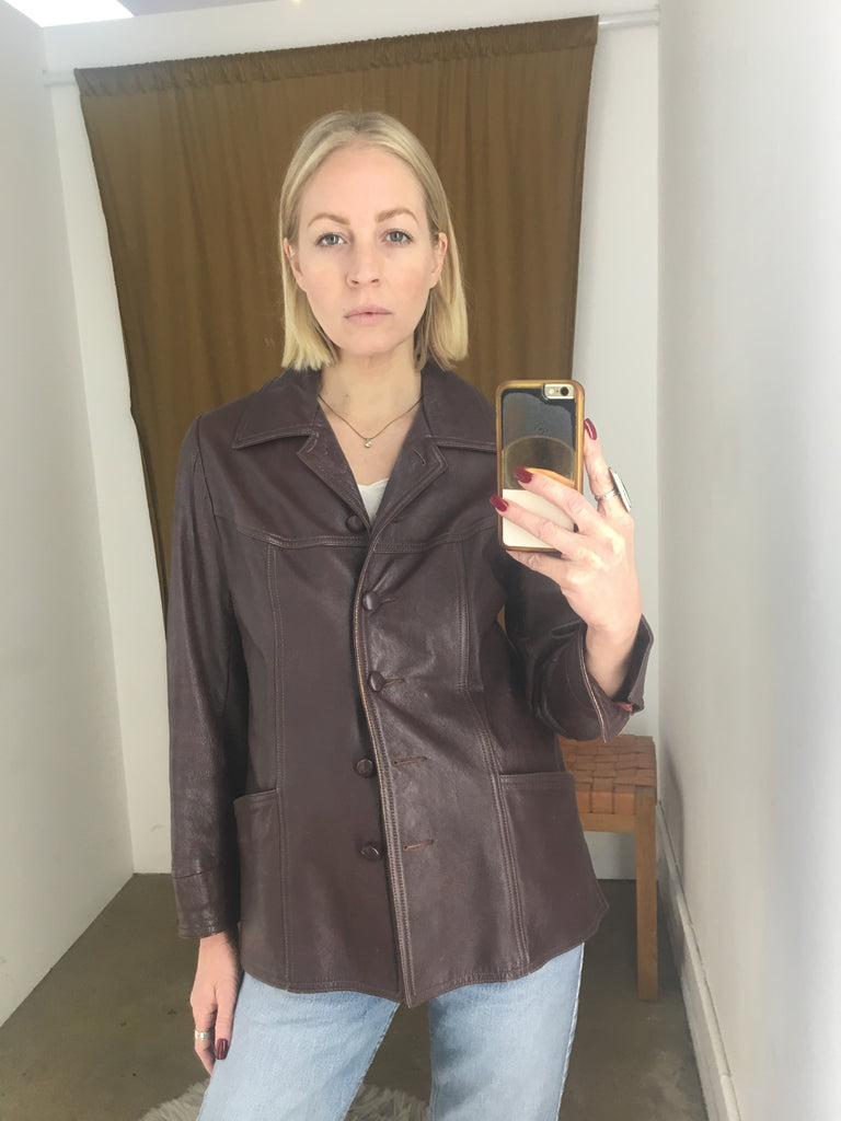 1960’s BROWN LEATHER JACKET / SMALL