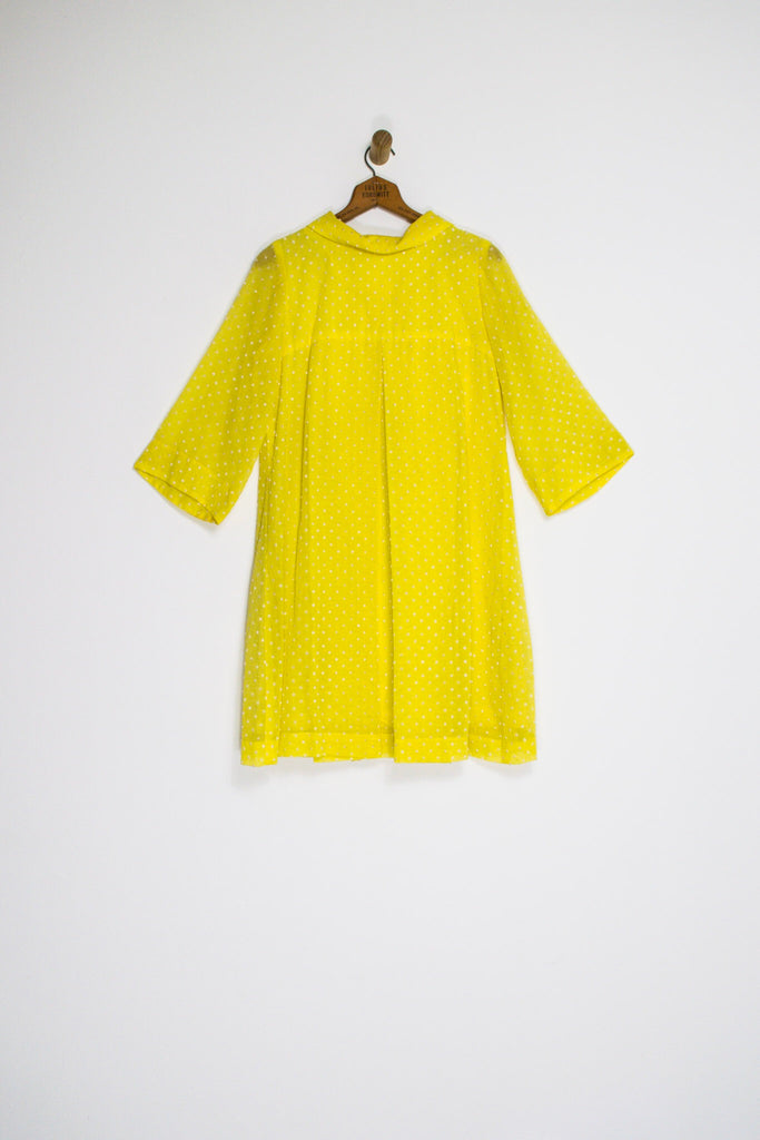 60’s YELLOW SWISS DOT TENT DRESS / MEDIUM