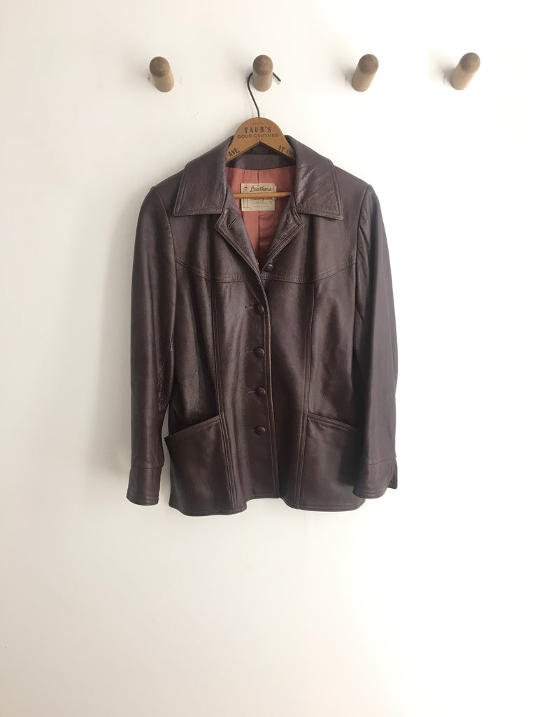 1960’s BROWN LEATHER JACKET / SMALL