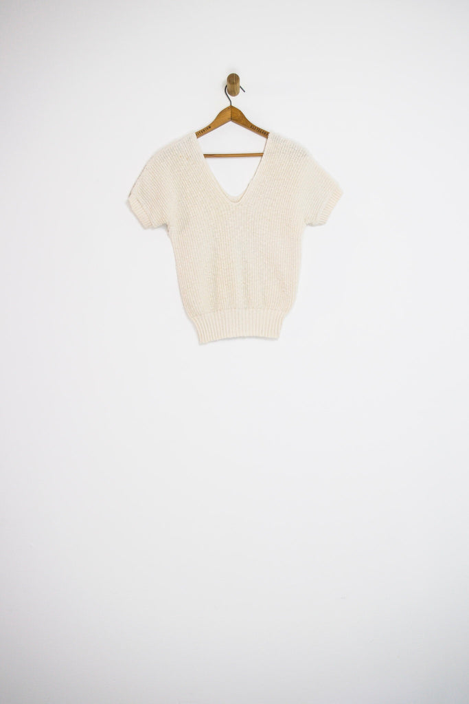 80’s WHITE KNIT TOP / EXTRA SMALL