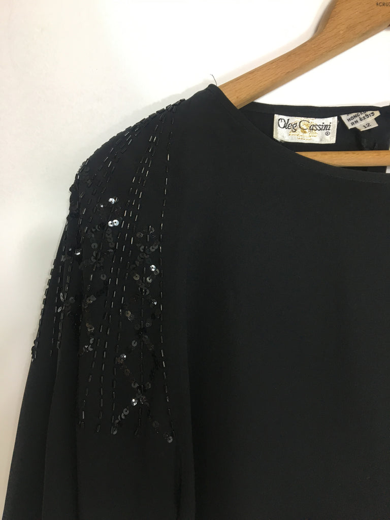 80's SILK AND SEQUIN BLOUSE / SMALL