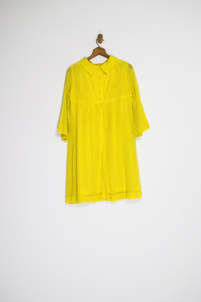 60’s YELLOW SWISS DOT TENT DRESS / MEDIUM