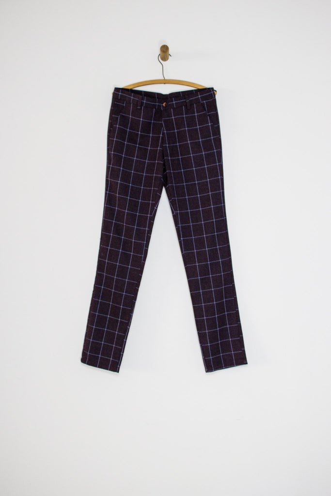 1990’s PURPLE CHECKERED TROUSERS / 32