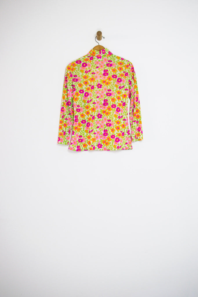 70’s BRIGHT FLORAL BUTTON UP / SMALL