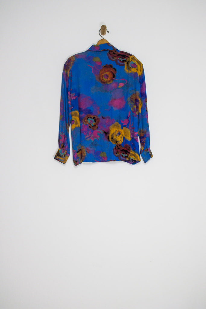 80's WATERCOLOR BUTTON UP / LARGE