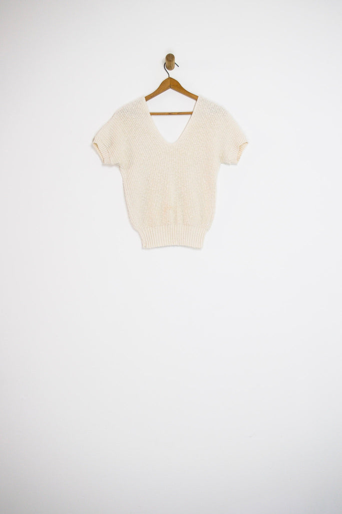 80’s WHITE KNIT TOP / EXTRA SMALL