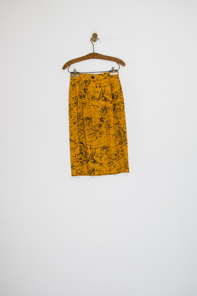 80’s CACHAREL MUSTARD SKIRT SUIT / SMALL